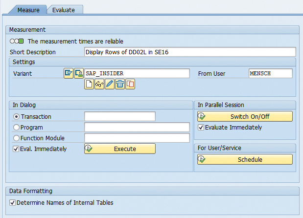 Figure 1 — Configure and start the profiling on the Measure tab