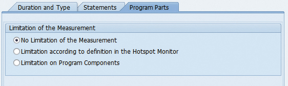Figure 4 — Specify which parts of the program you want to measure on the Program Parts tab