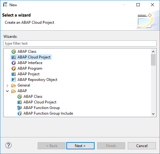 Figure 4 — Create an ABAP Cloud Project