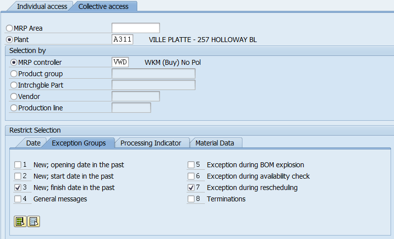Figure 20 Purchasing Teams Exception Groups Selection Screen
