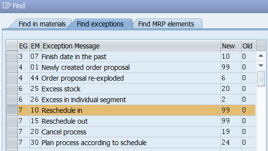 Figure 22 Find Exceptions Screen