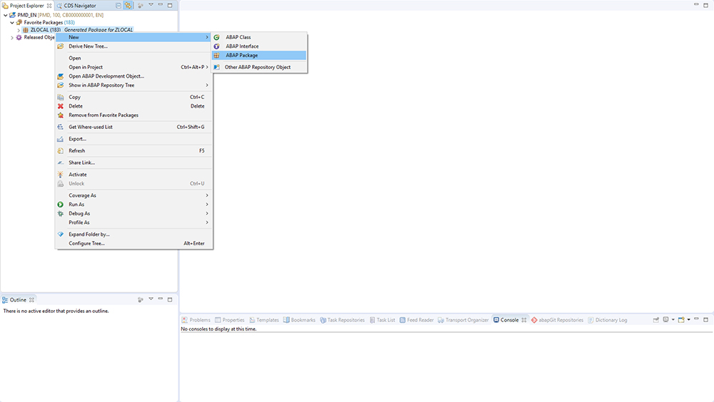 Figure 4 — Create a new ABAP package