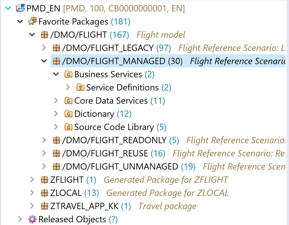 Figure 14 — Browse the contents of the flight data model in the Project Explorer