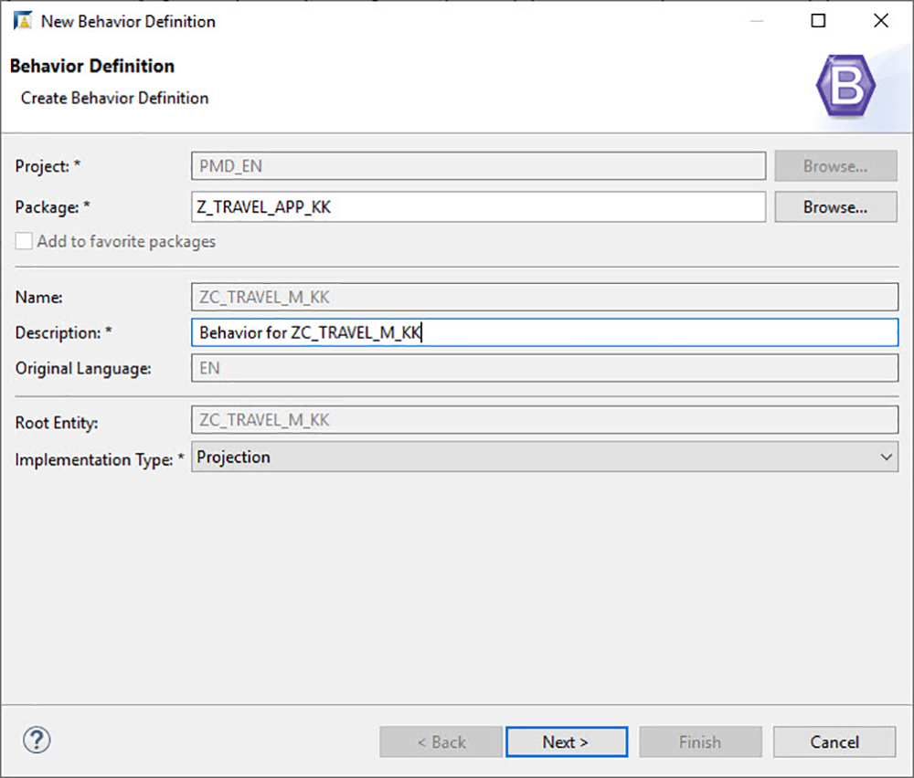 Figure 30 — Create a behavior definition for the consumption view