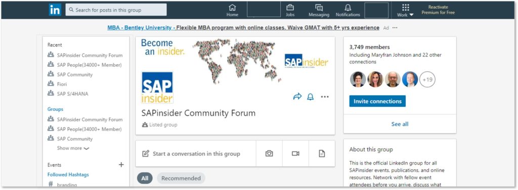 SAPinsider linkedin group