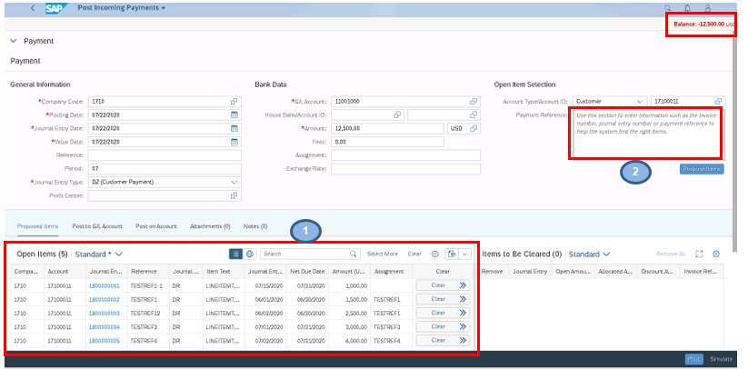 Figure 13—Post Incoming Payment Fiori app with open items 