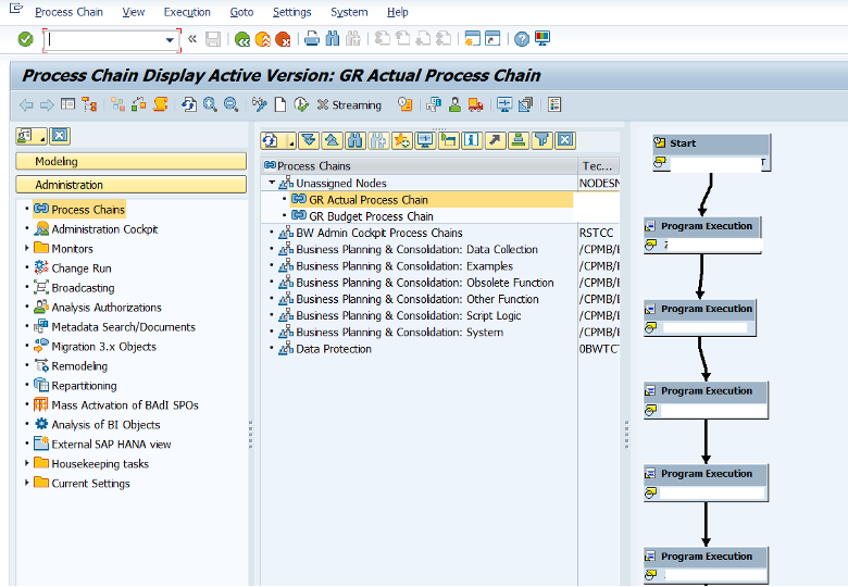Figure 14— Running SAP Group Reporting Jobs as Process Chains using T-code RSPC1 