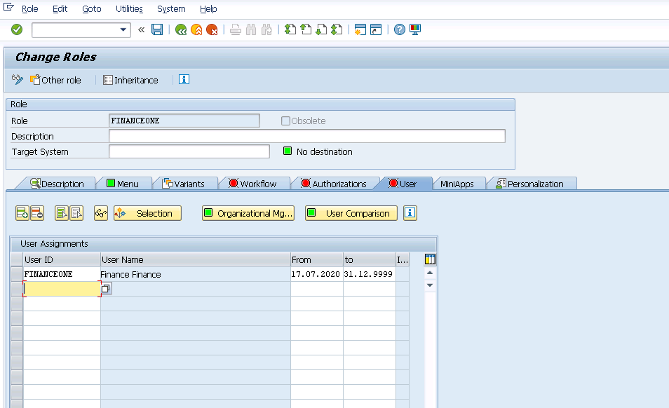 Figure 17— Assigning the User ID to the new created Role