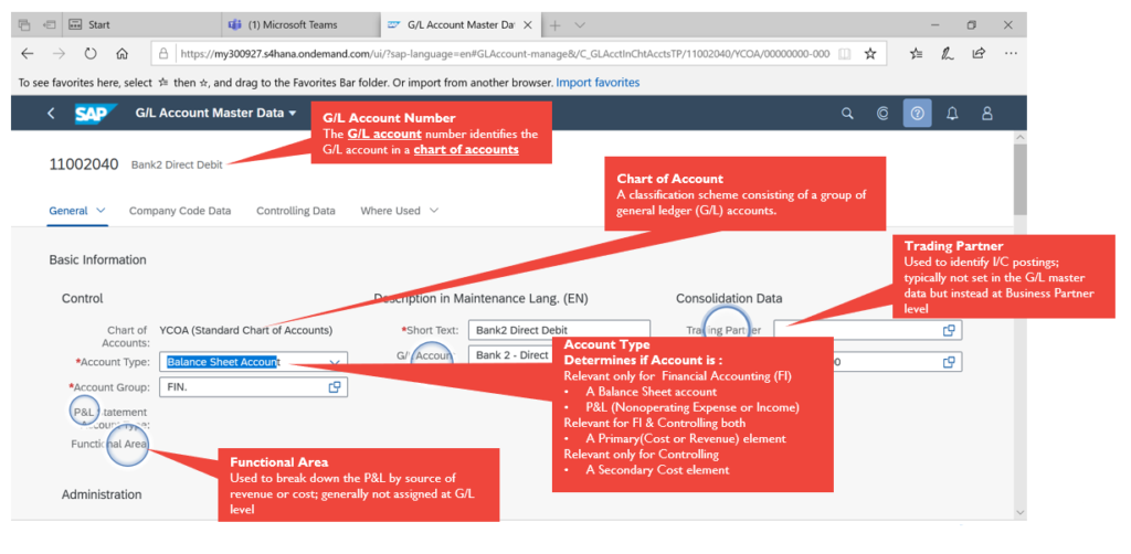 Figure 6—Chart of Account view fields explained 1