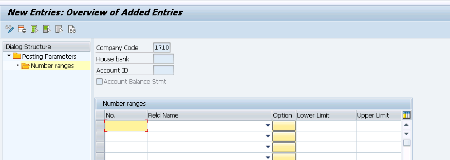 Figure 6—Number ranges data entry with field name appear