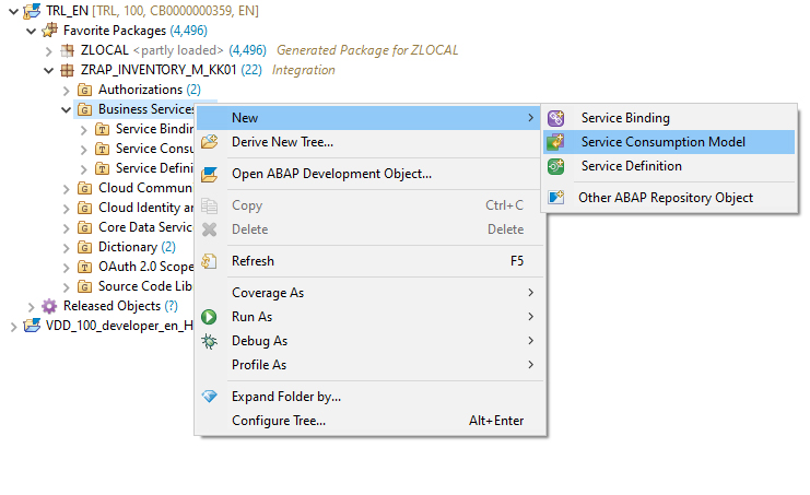 Figure 3 — Create a new service consumption model for the OData client call
