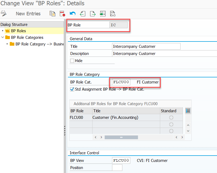 Figure 6: Define BP Role for Intercompany Customers