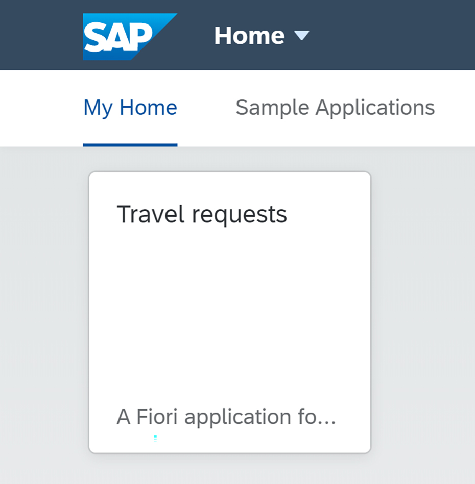 Figure 28 — The new Travel requests application displayed in SAP Fiori launchpad