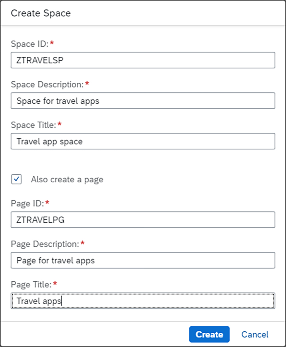 Figure 45 — Specify the details of the new launchpad space