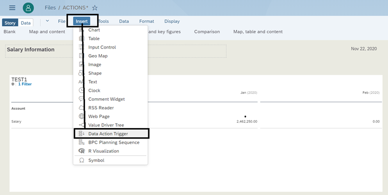 Figure 12— Inserting a Data Action Trigger