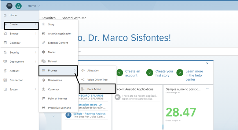 Figure 1— Creating a Data Action