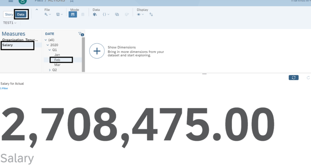 Figure 20— Validating your data was affected by the Data Action