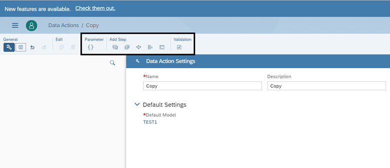 Figure 2— Data Action Settings and identifying the different Data Action Steps