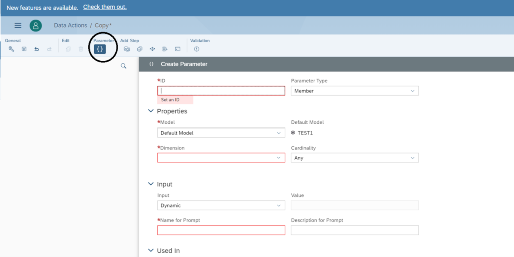 Figure 3— Creating a Parameter