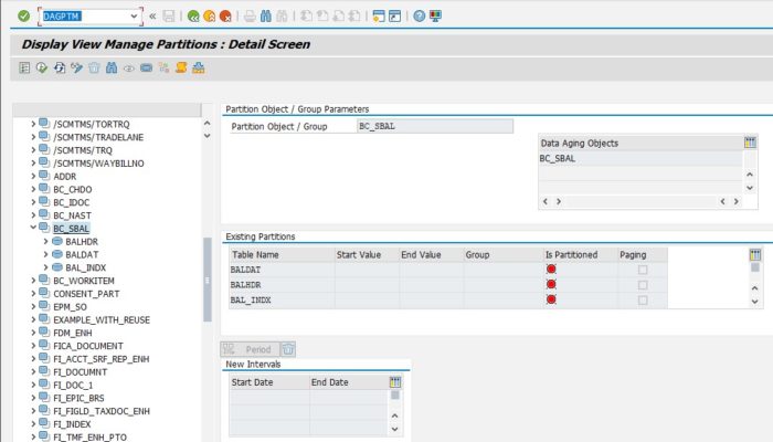 select Data Aging Objects for table Partition - figure