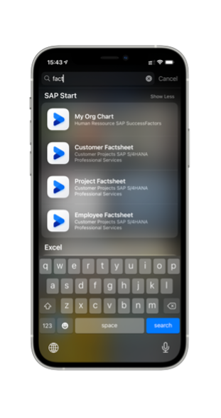 Search for SAP S/4HANA Fiori apps via device search - SAP Applications